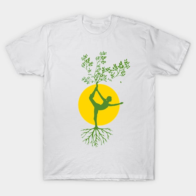 Yoga Tree Dancer Pose T-Shirt by tropicalteesshop